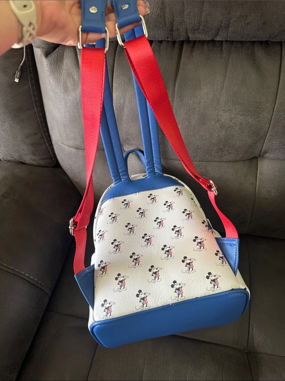 Loungefly White, Blue & Red Mickey Mouse Mini Backpack